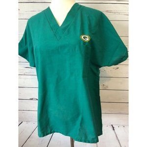 Green Bay Packers Scrub Top Shirt Reebok size Small Nursing Mens NFL‎ Football